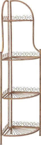 Miniatura 9 de SAFAVIEH Outdoor Collection Abarrane - Estantería esquinera de hierro forjado de 4 niveles, estilo victoriano, color verde oscuro antiguo