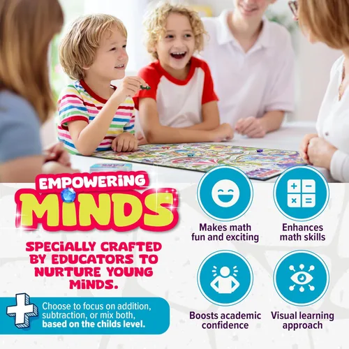 Miniatura 5 de Number Park - Juegos de matemáticas de suma y resta para niños de 5 a 8 años - Divertido juego educativo de aprendizaje - Juegos de mesa para jardín