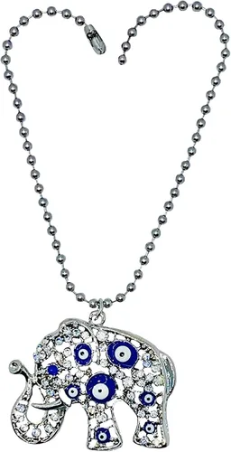Miniatura 7 de LUCKBOOSTIUM Elegante adorno colgante de elefante plateado en cadena de bolas, dije y signo de buena suerte y bendición, accesorios decorativos