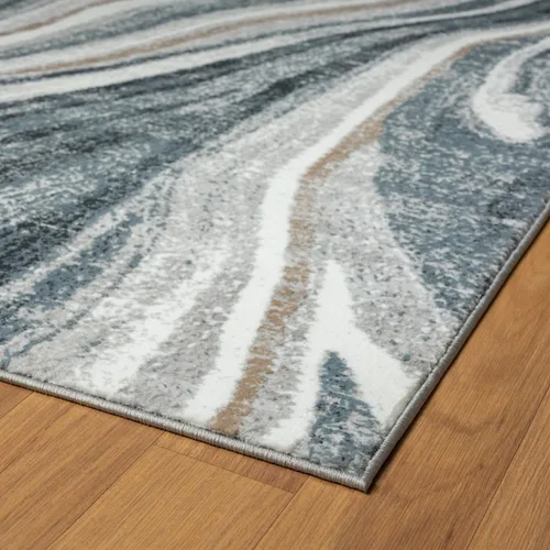 Miniatura 3 de LUXE WEAVERS - Alfombra abstracta con patrón de mármol azul remolino 5 x 7 pies