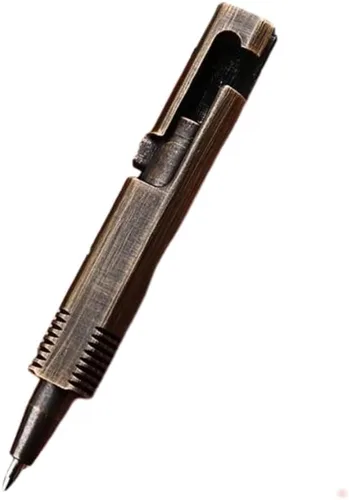 Miniatura 2 de Bolt Action - Mini bolígrafo de latón, reemplazables EDC de tinta negra por Bolt Action para oficina, trabajo, escritura, firma, viajes, trabajo