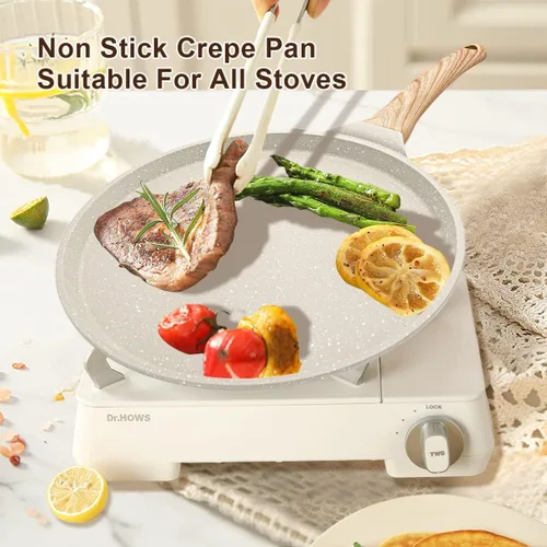Miniatura 7 de Sartén antiadherente de 8 pulgadas para tortillas de tortillas de tortillas, sartén para tortillas Dosa Tawa, sartén para panqueques para Roti Blanco