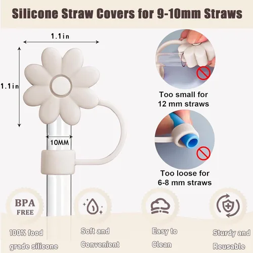 Miniatura 2 de Brown Series - Fundas de silicona para popotes Stanley de 30 y 40 onzas, accesorios para vasos de 30 y 40 onzas, 6 tapas de popote de flores, a