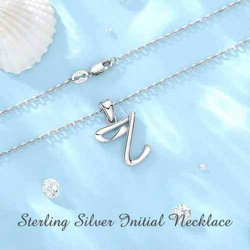 Miniatura 138 de EUDORA Collares de plata esterlina con inicial para mujer, regalos clásicos de 26 letras sin cuello para niñas, hermana, madre hija, cadena de 18