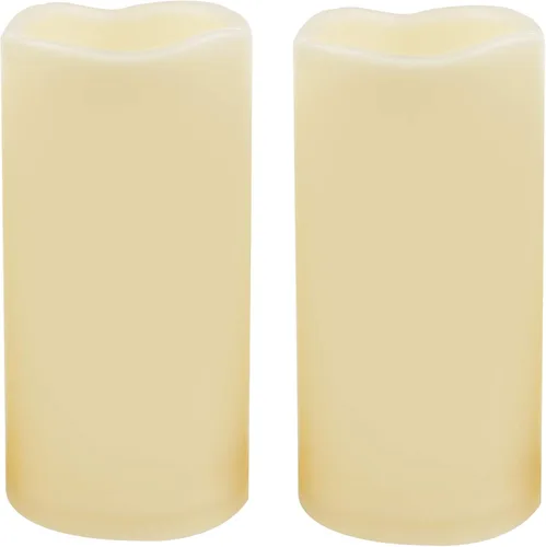 2 velas LED sin flama, de pilas, impermeables, para exteriores, con temporizador, luz nocturna parpadeante de resina plástica, para decoración del