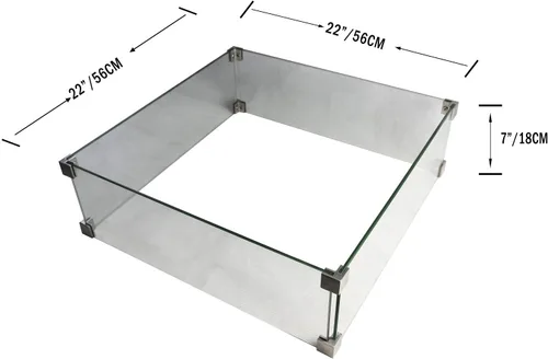 Miniatura 2 de Elementi Manhattan - Pantalla de vidrio para exteriores, protección contra el viento, cuadrada, transparente, protector de vidrio para chimenea