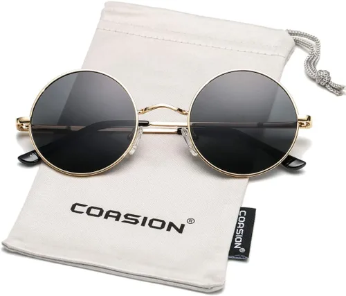 Miniatura 3 de COASION Gafas de sol polarizadas redondas pequeñas retro para mujeres y hombres, gafas de sol circulares UV400