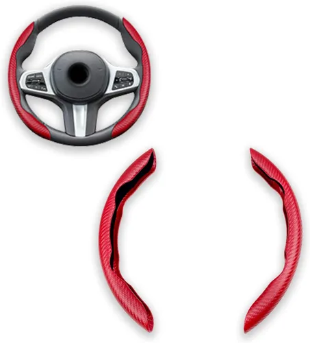 Miniatura 7 de Funda para volante, cubierta antideslizante de fibra de carbono para volante, protector segmentado para el interior del automóvil, accesorios