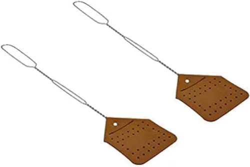 Miniatura 10 de Juego de matamoscas de cuero (1 paquete) – Matamoscas de 17 pulgadas hecho por los Amish con paleta de cuero real – Matamoscas multipaquete
