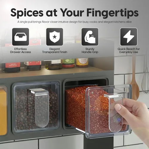Miniatura 4 de Organizador de especias para gabinete: solución de almacenamiento para ahorrar espacio en la cocina, soporte de pared o organizador de encimera