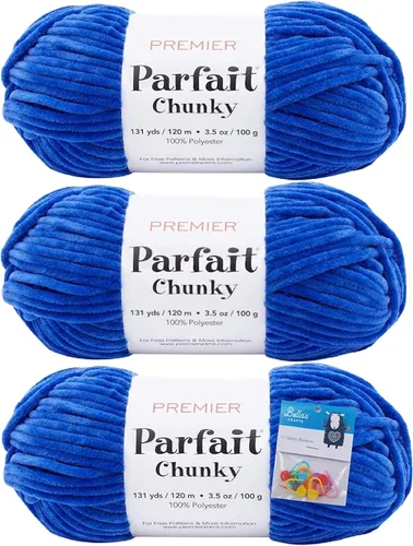 Miniatura 26 de Premier Yarns Parfait - Paquete de 3 unidades de felpilla gruesa de 3.5 onzas, peso supervoluminoso, paquete de 3 unidades con soportes para puntada