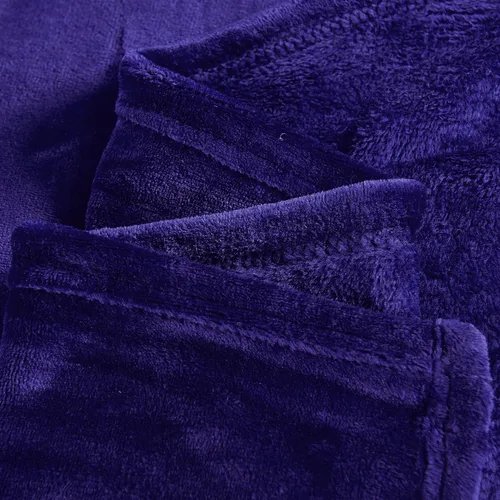 Miniatura 6 de Manta de cama individual de franela de color sólido con bolsa de almacenamiento, portátil, de lujo, suave, ligera, transpirable, para todas las Azul