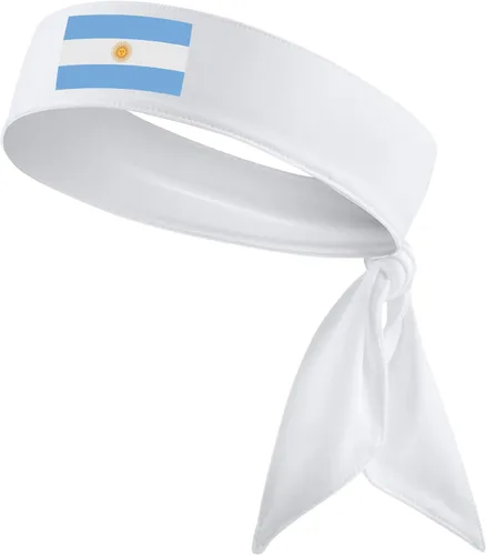 Miniatura 3 de Banda para la cabeza de los deportes con la bandera de Argentina #10 Fútbol Fútbol Blanco Negro Azul Fitness 10 - Banda elástica para el sudor Ninja