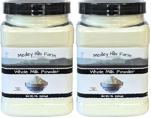 Miniatura 6 de Leche entera en polvo por Medley Hills Farm en recipiente reutilizable de 1 libra - Gran leche seca en polvo para hornear - Producto de Estados