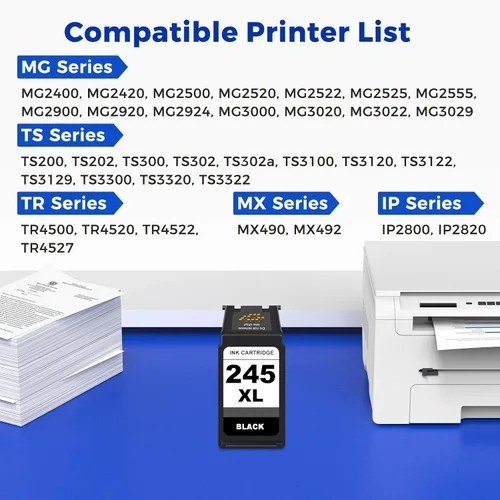 Miniatura 2 de MEGAIN Cartucho de tinta de repuesto 245XL 246XL para Canon 245 246 XL PG245 CL246 para Canon PIXMA MG2525 MG3022 MX490 TS202 TS3322 TR4520 TS302