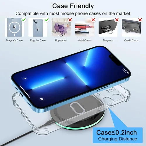 Miniatura 4 de Cargador inalámbrico Google de 15 W, almohadilla de carga rápida para Google Pixel 10 9A 9 Pro XL Fold 8 7 6 Pro 8A 7A, Samsung Galaxy S25 S24 Ultra
