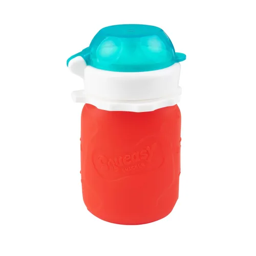 Miniatura 19 de Aqua 3.5 oz Squeasy Snacker - Bolsa de comida reutilizable de silicona a prueba de derrames - para alimentos blandos y líquidos - Agua, salsa