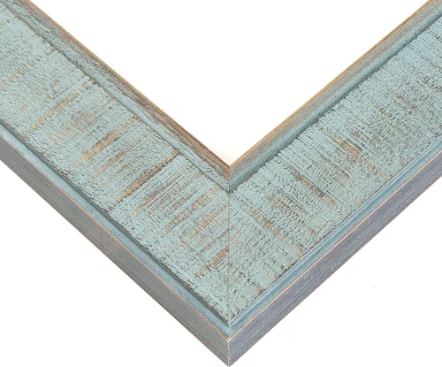 Miniatura 2 de Marco de madera maciza envejecida azul y verde azulado de 12 x 16 pulgadas, ancho de moldeo de 1.625 pulgadas, marco azul Sonoma completo