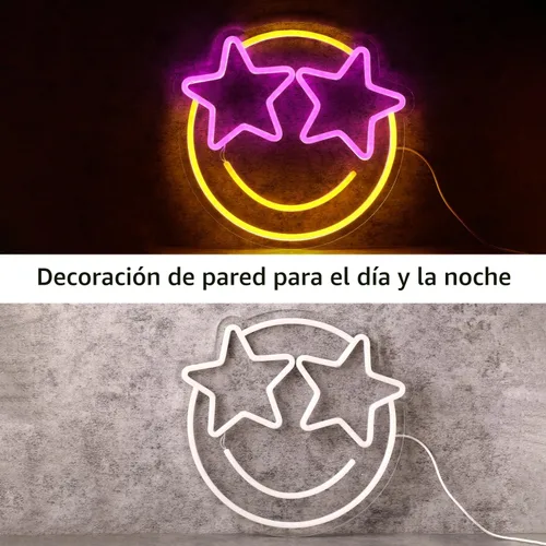 Miniatura 5 de Letrero de Neón Cara Sonriente, Letreros de Neón LED de Wootfairy para Decoración de Pared, Luz de Neón Atenuable para Dormitorio, Sala