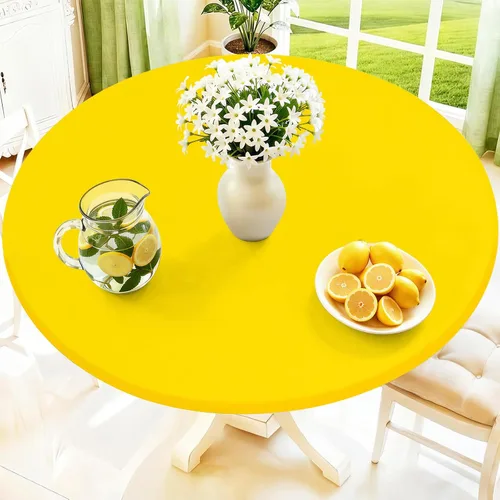 Miniatura 27 de Moosfor Mantel redondo de elastano, elástico ajustable impermeable para mesas de 18 a 24 pulgadas, mantel de picnic elástico lavable para Azul