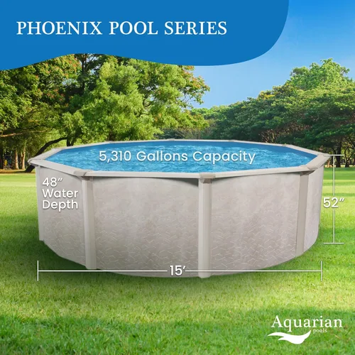 Miniatura 31 de Aquarian - Piscina para exteriores con marco de acero por encima del nivel del suelo, redonda, 24 x 52 pulgadas, veneciana Veneciano