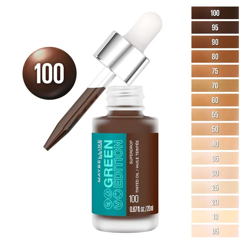 Miniatura 2 de Maybelline Green Edition Superdrop - Base de maquillaje de base de aceite tintado, base de cobertura natural ajustable formulada con aceite de 100