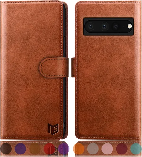 Miniatura 7 de SUANPOT Funda tipo cartera para Google Pixel 7 Pro 5G con bloqueo RFID, tarjetero de crédito, funda protectora de piel sintética con tapa para Oro