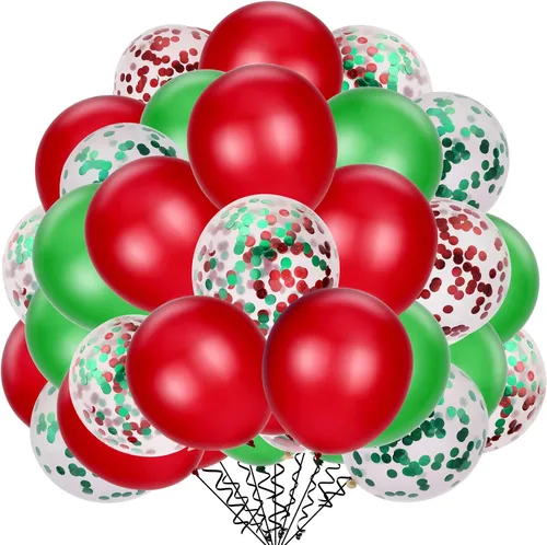 Miniatura 14 de TecUnite - 80 globos de látex de 12”, diseño de confeti, globos metálicos, para fiestas de Navidad, Halloween, San Valentín, 4 de Julio, boda