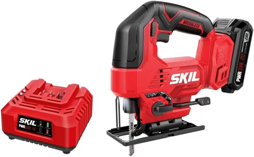 SKIL PWR CORE - Sierra caladora sin escobillas de 20 V, incluye batería de 2.0 Ah y cargador - JS8290B-10