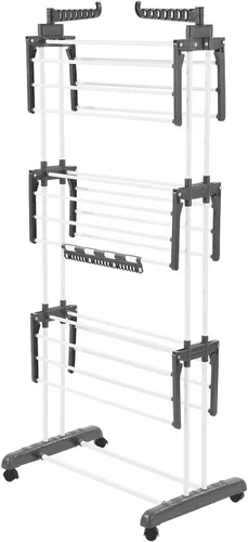 Miniatura 9 de VEVOR Estante de secado de ropa, estante plegable para secadora de ropa de 4 niveles, estantes de secado de metal con 24 varillas de secado, percha