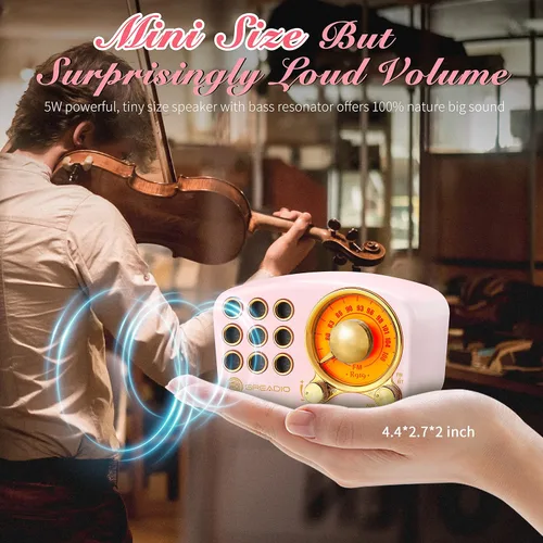 Miniatura 2 de Altavoz Bluetooth retro, radio FM Radio-Greadio vintage con estilo clásico antiguo, fuerte mejora de graves, volumen fuerte, conexión inalámbrica
