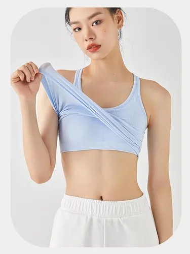 Miniatura 3 de sphinx cat - Camiseta corta de entrenamiento para mujer, camiseta sin mangas, acanalada, con espalda cruzada y brasier integrado