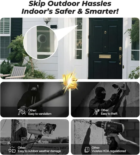 Miniatura 5 de Cámara de seguridad de ventana de 4MP 2K, cámara inalámbrica WiFi 5G y 2.4GHz, monitor de visión nocturna a color de luz negra, vidrio de montaje