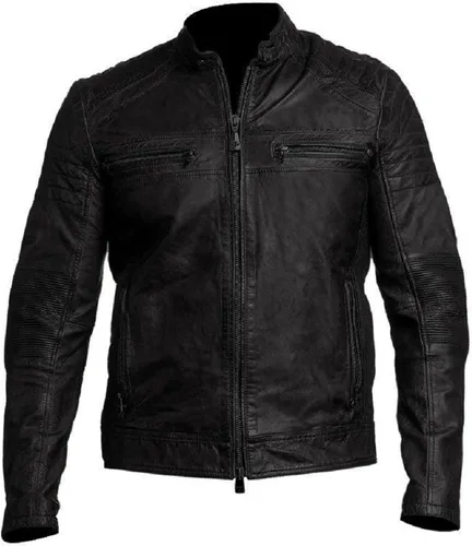 Miniatura 8 de Mens Premium Distressed Brown Padded Armored Cowhide Leather Cafe Racer Jacket – Vintage Protective Moto Jacket