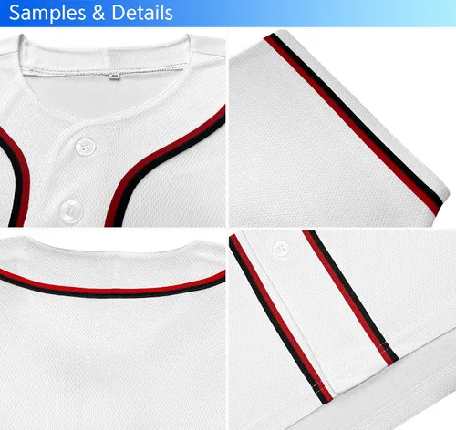 Miniatura 4 de KXK Camiseta de béisbol en blanco para hombre, casual, con botones, manga corta, uniforme deportivo de equipo activo