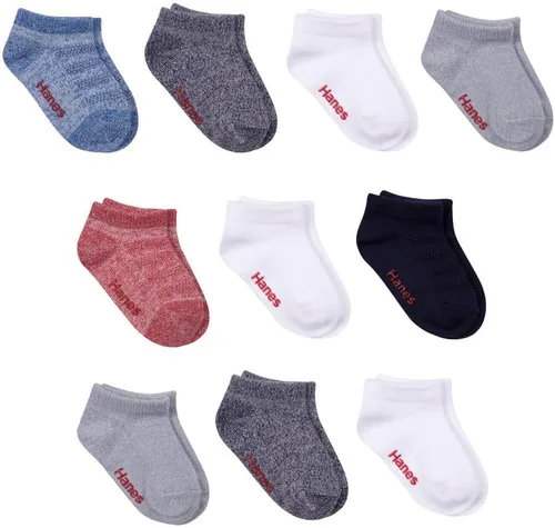 Miniatura 6 de Hanes Calcetines tobilleros antideslizantes para bebés y niños pequeños, paquete múltiple