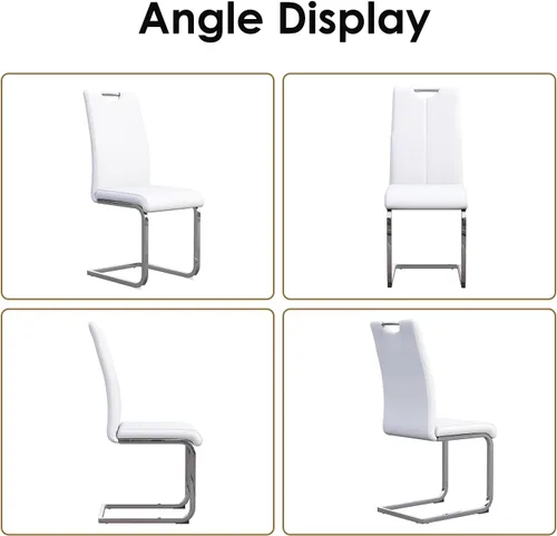 Miniatura 6 de Juego de 2 sillas de comedor, modernas sillas de comedor de piel sintética, sillas tapizadas para cocina, comedor, respaldo alto ergonómico