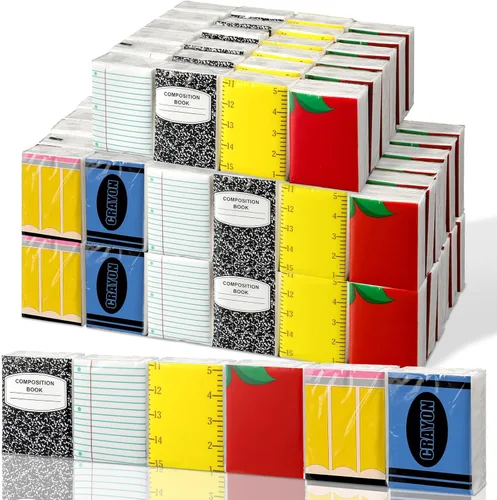 Yinder 60 paquetes de papel de seda para profesores, a granel, aula, escuela, viajes, tamaño cuaderno, pañuelos de bolsillo, regalos de