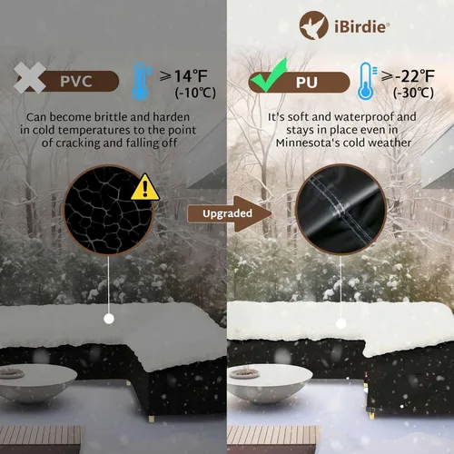 Miniatura 4 de iBirdie Funda para Muebles de Patio Exterior que se ajusta a 83 x 104 pulgadas, 80 x 102, 82 x 100 Sofá Seccional en Forma de L, Impermeable Negro