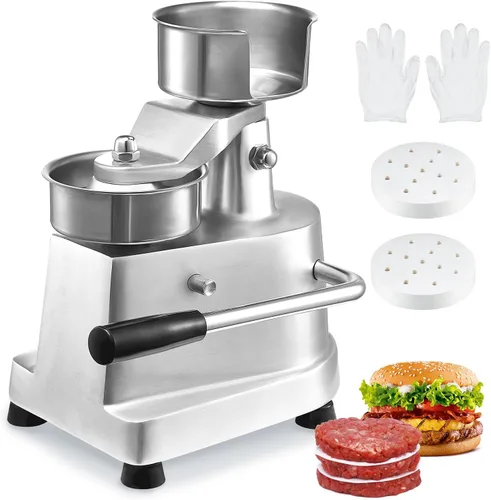 VEVOR Prensa Comercial para Hamburguesas, Prensa para Hamburguesas de 100mm/4 Pulgadas, Prensa de Acero Inoxidable de Grado Alimentario para
