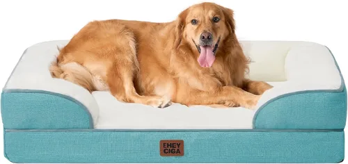 Miniatura 92 de EHEYCIGA - Cama ortopédica para perro grande, impermeable, de espuma viscoelástica y espuma tipo caja de huevos, bordes elevados, antideslizante