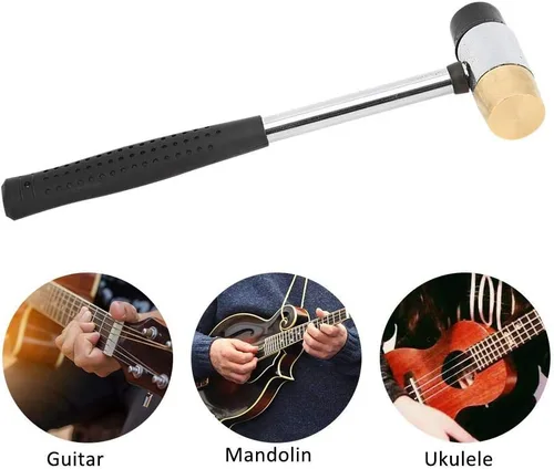 Miniatura 2 de Martillo de plástico para guitarra, cabeza de latón y goma, herramienta de martillo de trastes de doble cabeza, herramientas de anatomía