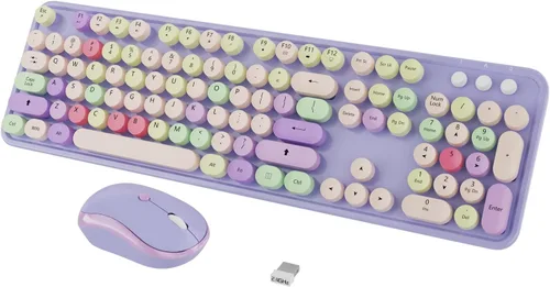 Miniatura 11 de Combo de teclado y mouse inalámbricos, teclado blanco lindo de 104 teclas con pad numérico y mouse para Windows, computadora, PC, portátil (blanco)