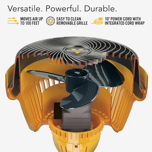 Miniatura 3 de Vornado 293 - Ventilador circulador de aire grande de alta resistencia Amarillo