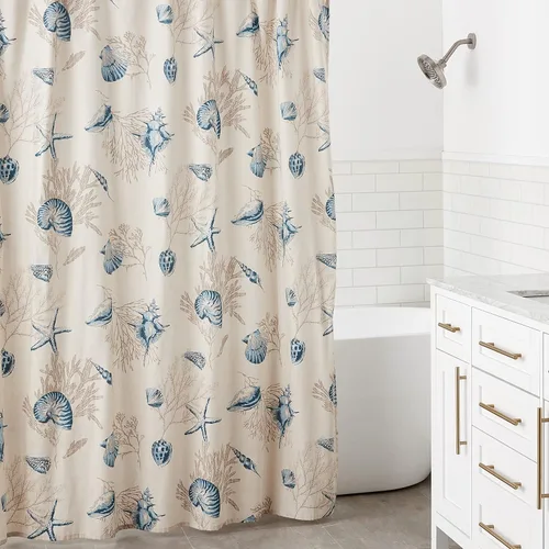 Miniatura 5 de Madison Park Bayside - Cortina de ducha con estampado costero, 100% algodón, tela satinada, moderna, casual, decoración de baño para el hogar, 72 x