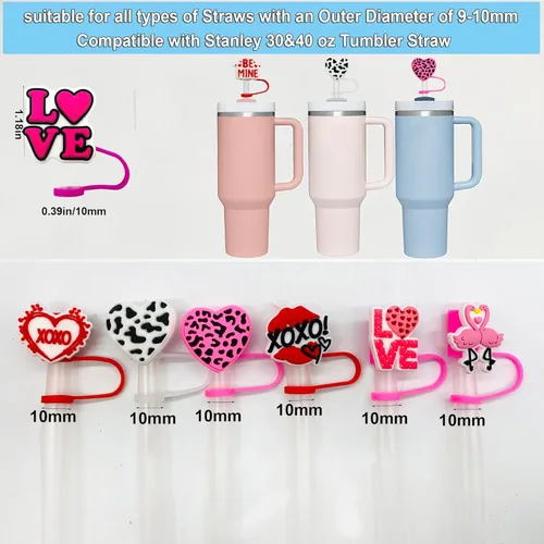 Miniatura 4 de 10 tapas de popote para vaso Stanley Cup de 30 y 40 onzas, de 0.394 in, reutilizables, de silicona, para popote, accesorios para copas Stanley