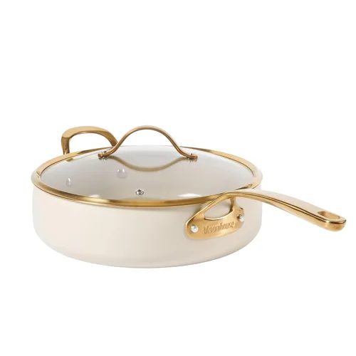 bloomhouse - Dos veces ganador de los Favoritos de Oprah - Sartén de aluminio resistente de 6 QT con revestimiento cerámico antiadherente libre de