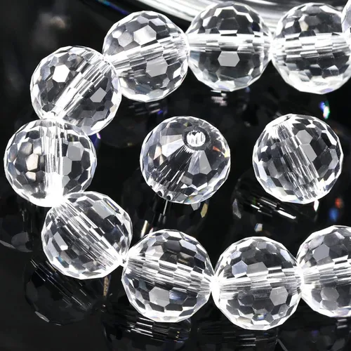 Miniatura 36 de Dowarm 150 PIEZAS Cuentas de cristal de vidrio redondas de 6 mm para hacer joyas, cuentas facetadas de cristal rondelle espaciadoras de color azul