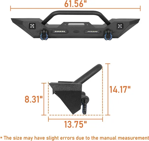 Miniatura 8 de u-Box Parachoques delanteros y traseros para Jeep Wrangler, compatible con Jeep JK Wrangler 07-18 con placa de cabrestante, portador de neumáticos
