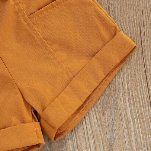 Miniatura 6 de TheFound Trajes de verano para niñas pequeñas, sin mangas, de punto acanalado, halter, pantalones cortos, ropa para recién nacidos, conjunto de 3